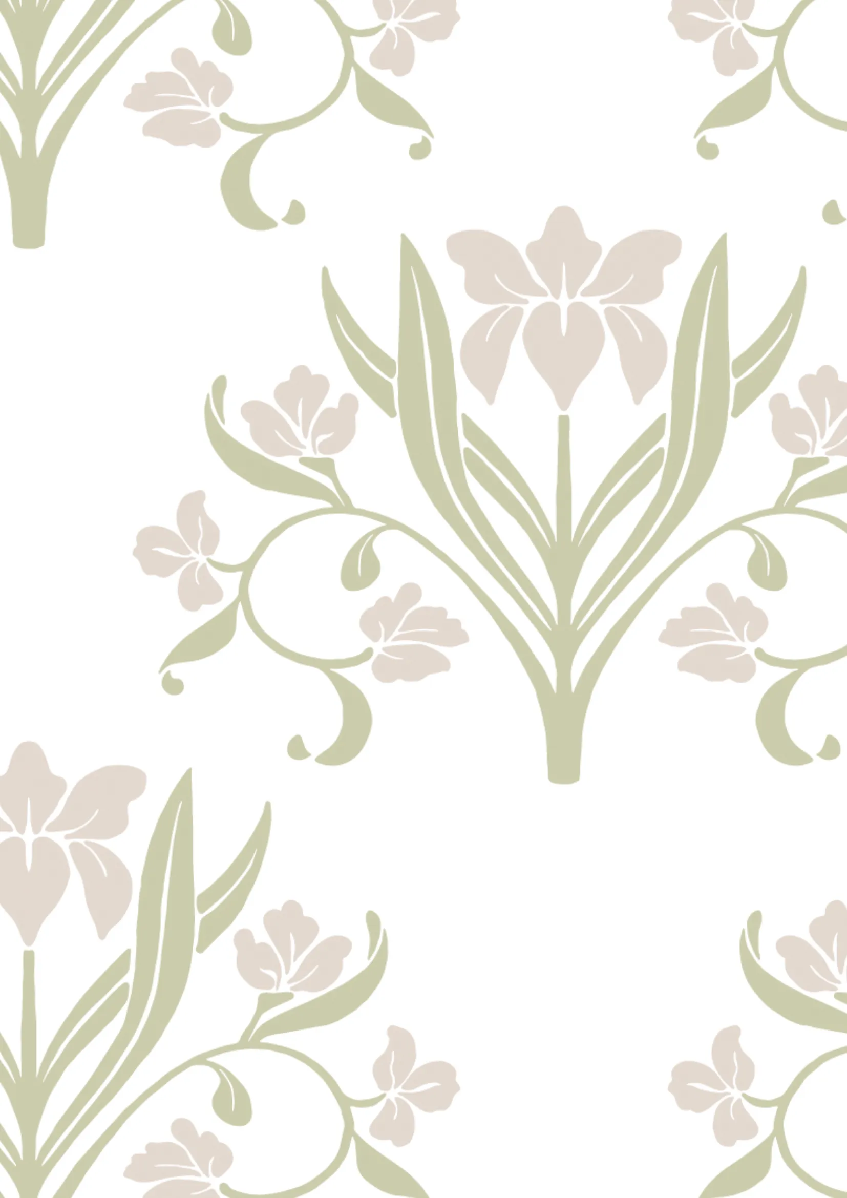 (L) Liria, floral, Verde Salvia y Gris Lino