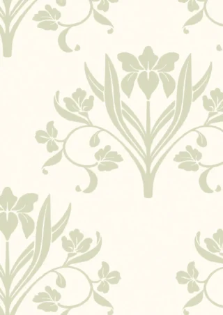 Muestra A4 de (L) Liria, floral, Verde Salvia y Marfil